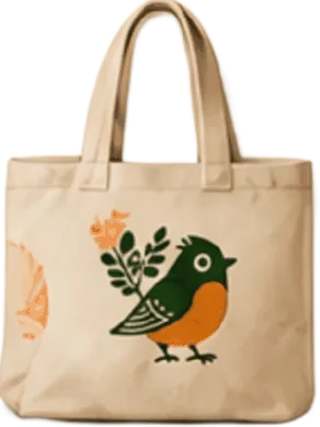 Block-printed Vinya Garden cotton tote bag