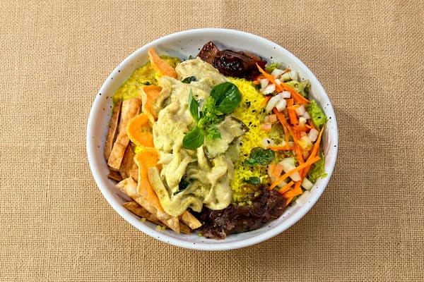 Mushroom curry rice bowl with yellow rice, Colombo delivery, Vinya Garden