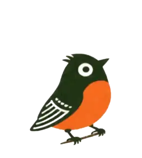 Sunbird block print, blinking — the Vinya Garden emblem